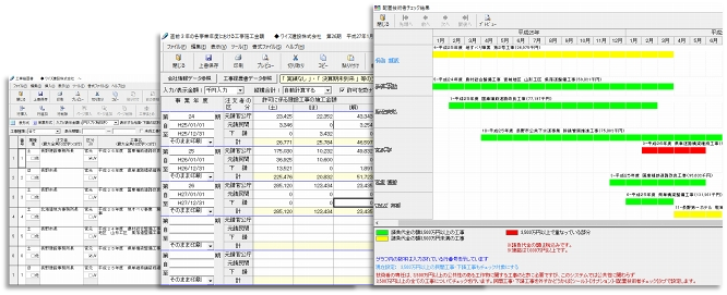 自動集計機能により、入力データの並び替え不要　配置技術者チェック機能も搭載！