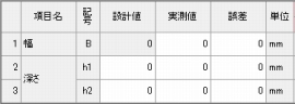 設計値・実測値の入力