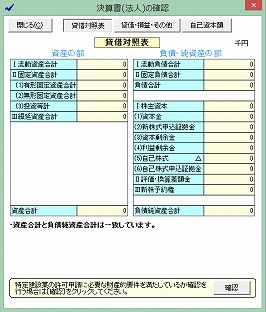 財務諸表の入力金額を確認できます