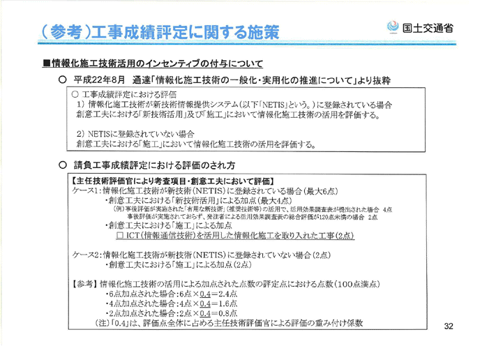 （参考）工事成績評定に関する施策