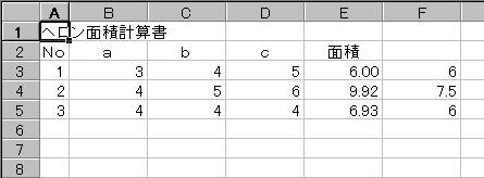 ヘロン公式による面積計算