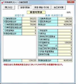 財務諸表の入力金額を確認できます